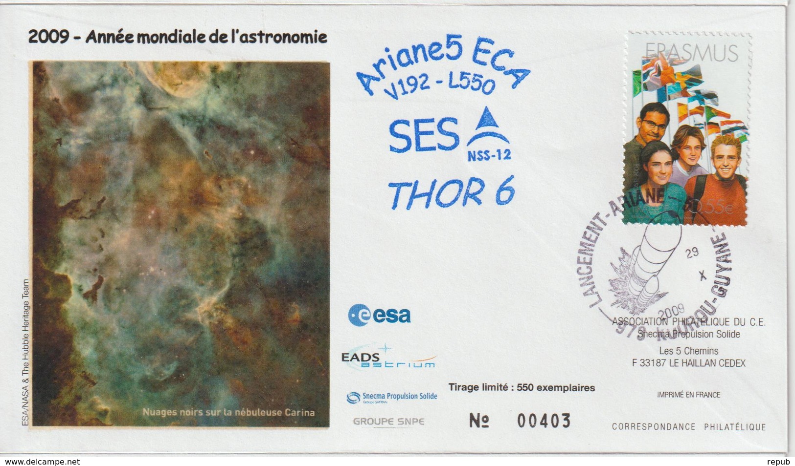 France Kourou 2009 Lancement Ariane Vol 192 - Commemorative Postmarks