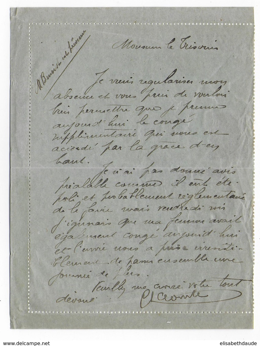 1913 - CARTE-LETTRE ENTIER PNEUMATIQUE De PARIS (MANDAT) TYPE SEMEUSE AVEC BORDS BAS ET GAUCHE - Pneumatic Post