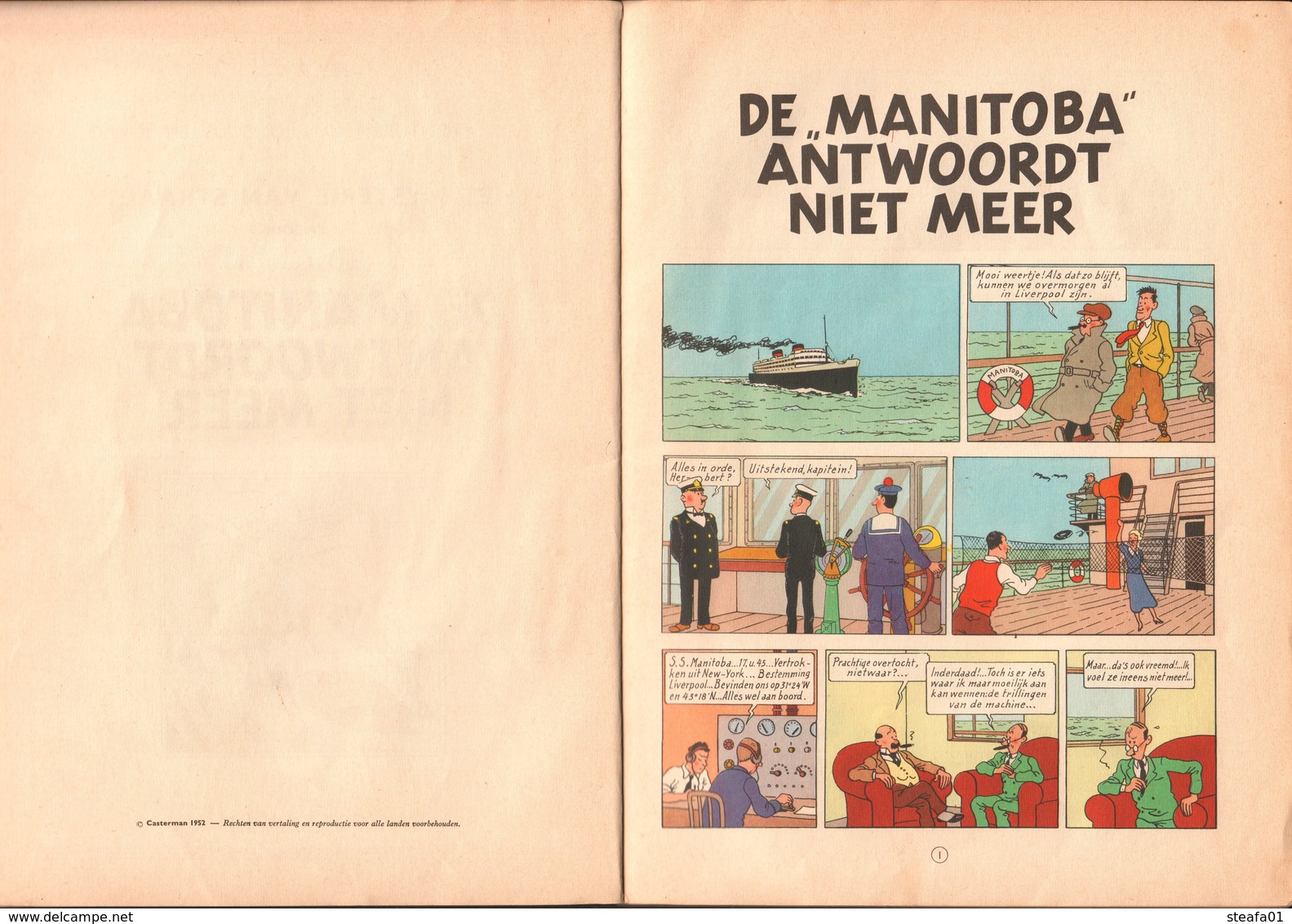 Hergé, Zeldzame Uitgave 1952, "De Manitoba Antwoordt Niet Meer", COLLECTORS - Autres & Non Classés