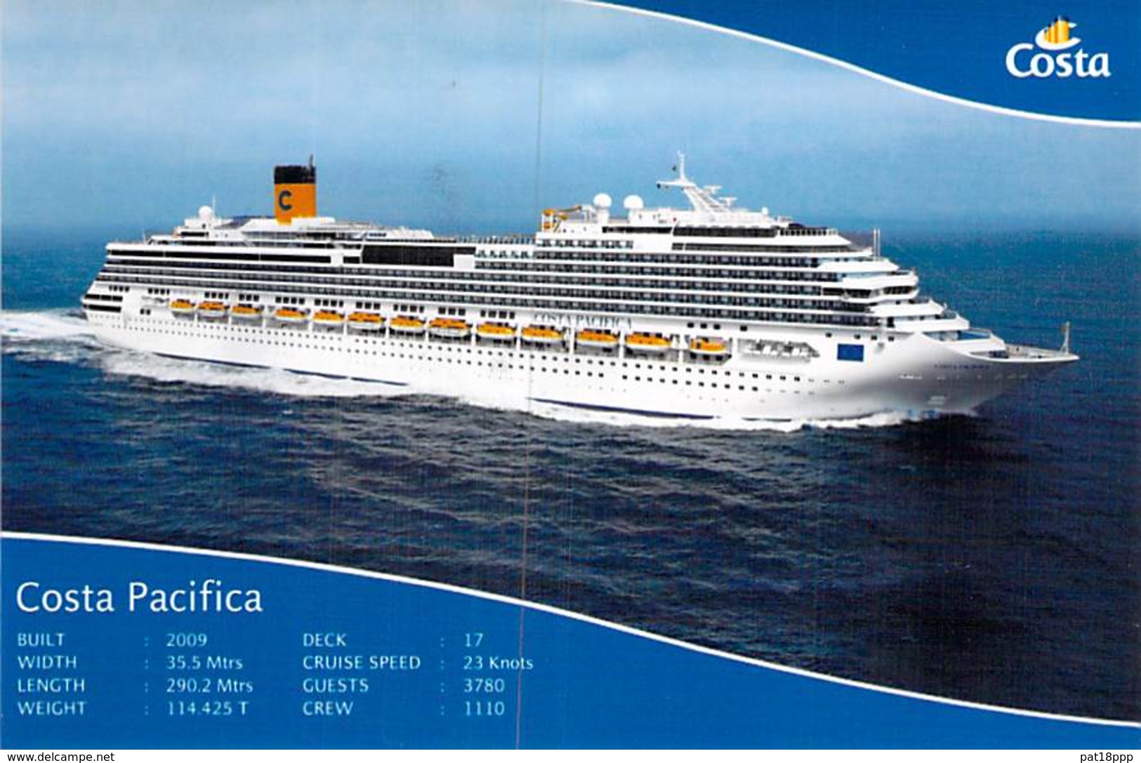 PAQUEBOT De CROISIERE : COSTA PACIFICA ( Costa Cruises ITALIE USA Carnival Corp. ) CPM GF - Liner Cruise Ship - Piroscafi