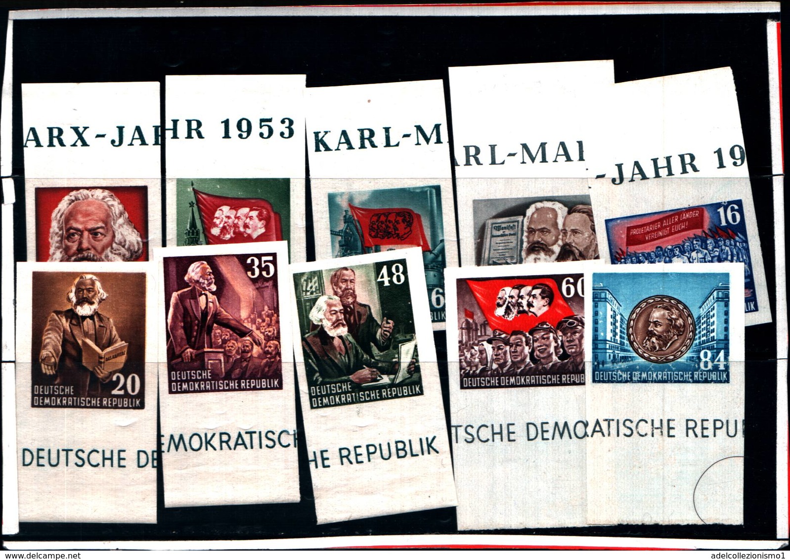 6801B) FRANCOBOLLI DDR 1953" 70. Cent. Della Morte Di Karl Marx Provenienti Da Foglietti N.2 E 3-non Dentellati-mnh** - Nuovi