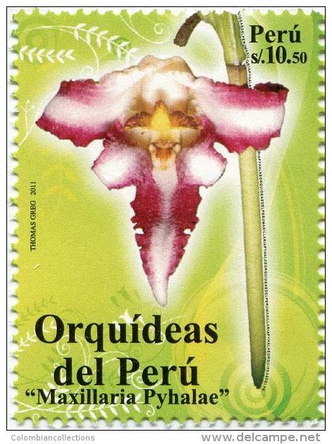 Lote P2011-4, Peru, 2011, Sello, Stamp, Orquidea, Maxiillaria Pyhalae, Orchid - Perú