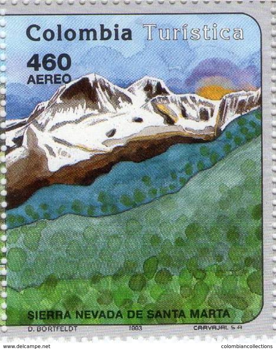 Lote 1934-7, Colombia, 1993, Sello, Stamp, 4 V, Turismo, Tourism, River, Mountain, Water Fall, Lake - Colombia