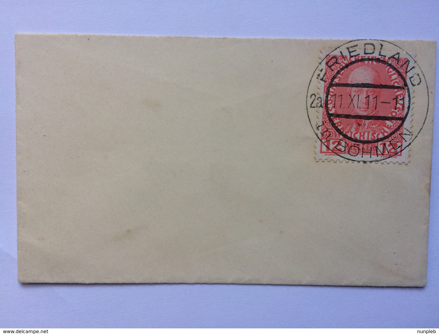 AUSTRIA 1912 Cover With Friedland Frydlant Bohmen Double Ring Circle Mark - Covers & Documents