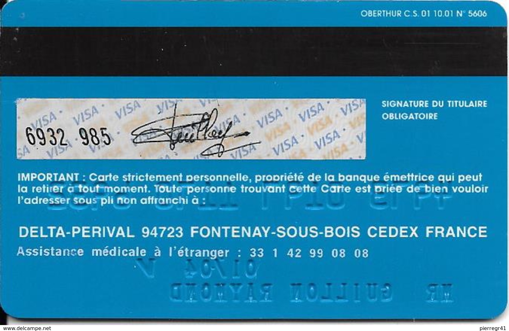 -CARTE+-PUCE-MAGNETIQUE-CB-SOCIETE GENERALE-PREMIER-Exp-01/04-OBRTHUR-10/01 -TBE-RARE - Tarjeta Bancaria Desechable