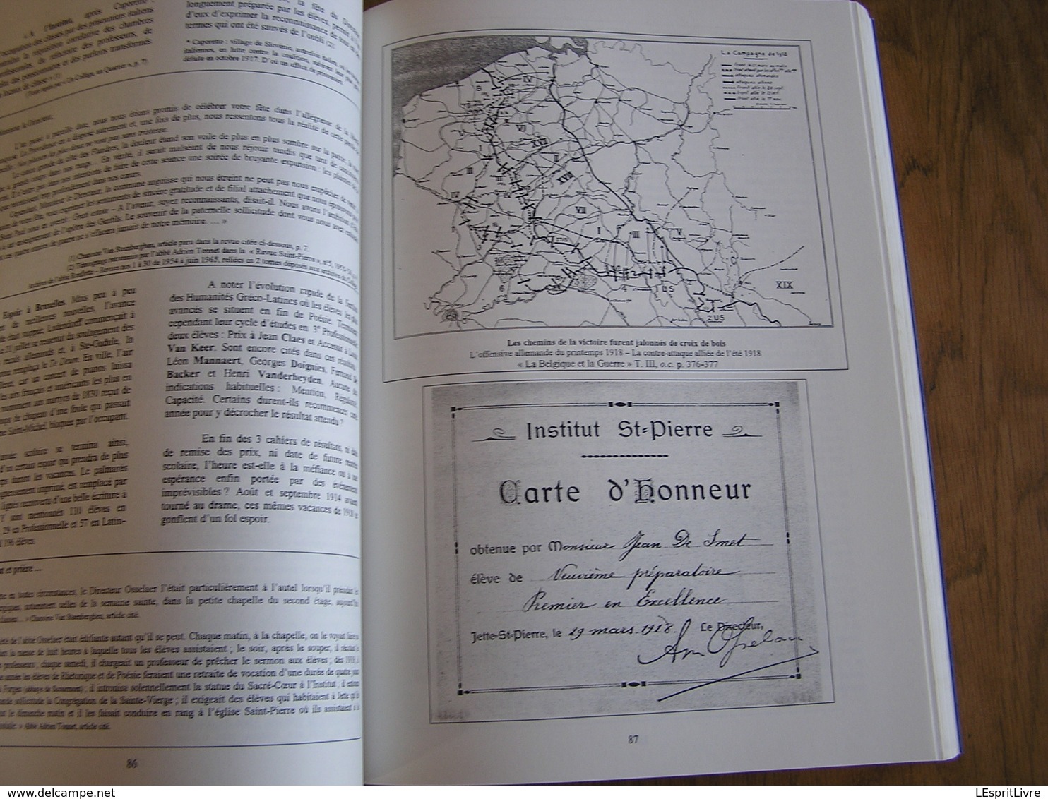 CHRONIQUE DE L'INSTITUT SAINT PIERRE DE JETTE 1902 1952 Régionalisme Brabant Bruxelles Palmarès Ecole Guerre Professeurs