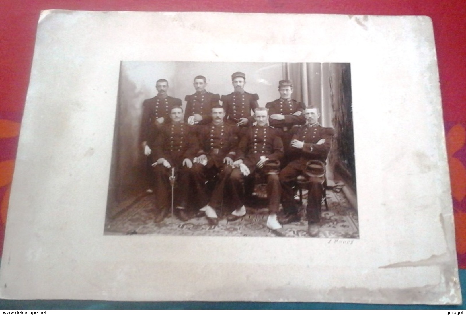 Grande Photo Sur Carton 8 Soldats 139 ème Régiment Infanterie Aurillac Photographe L. PARRY - Guerre, Militaire