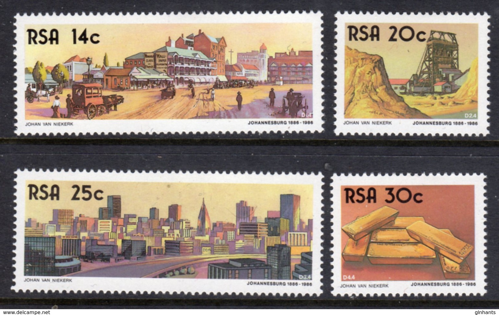 SOUTH AFRICA - 1986 JOHANNESBURG ANNIVERSARY SET (4V) FINE MOUNTED MINT MM * SG 604-607 - Unused Stamps