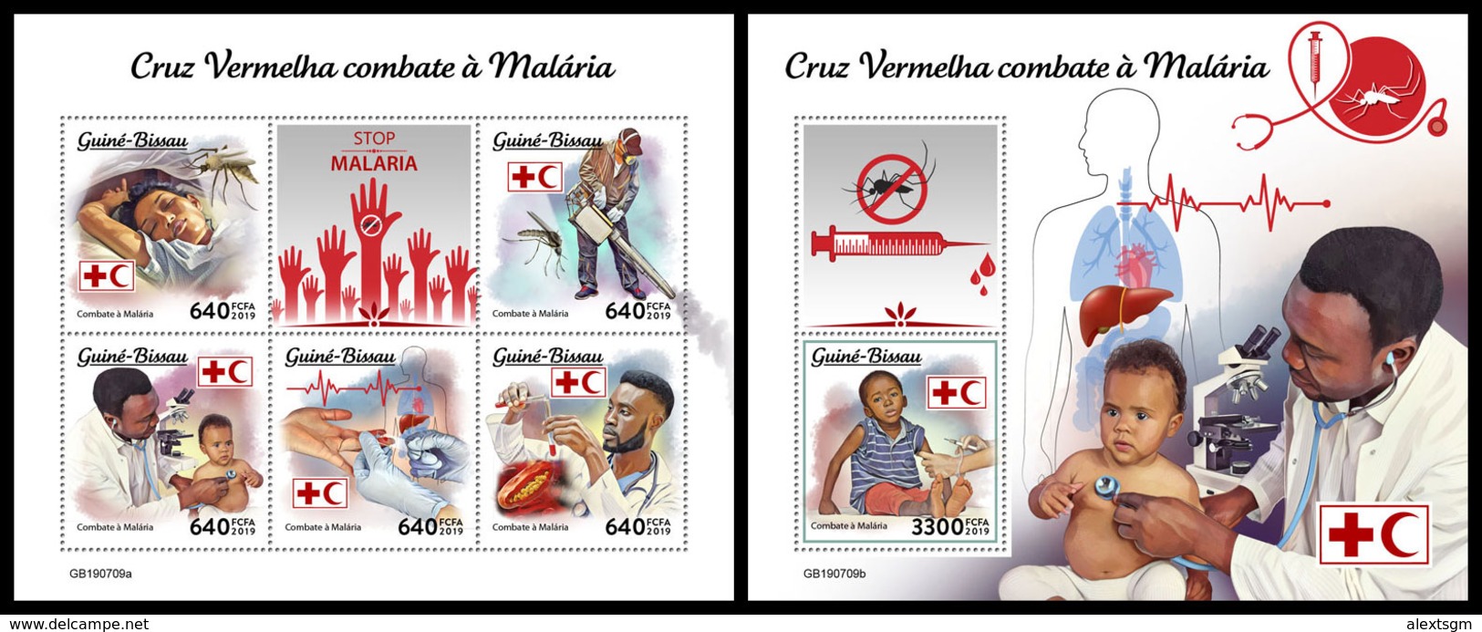 GUINEA BISSAU 2019 - Red Cross Against Malaria. M/S + S/S. Official Issue [GB190709] - Red Cross