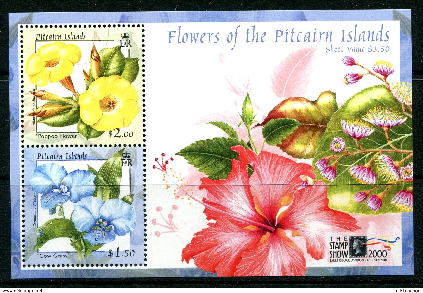 Pitcairn Islands 2000 The Stamp Show 2000 Flowers MS MNH (SG MS576) - Pitcairn