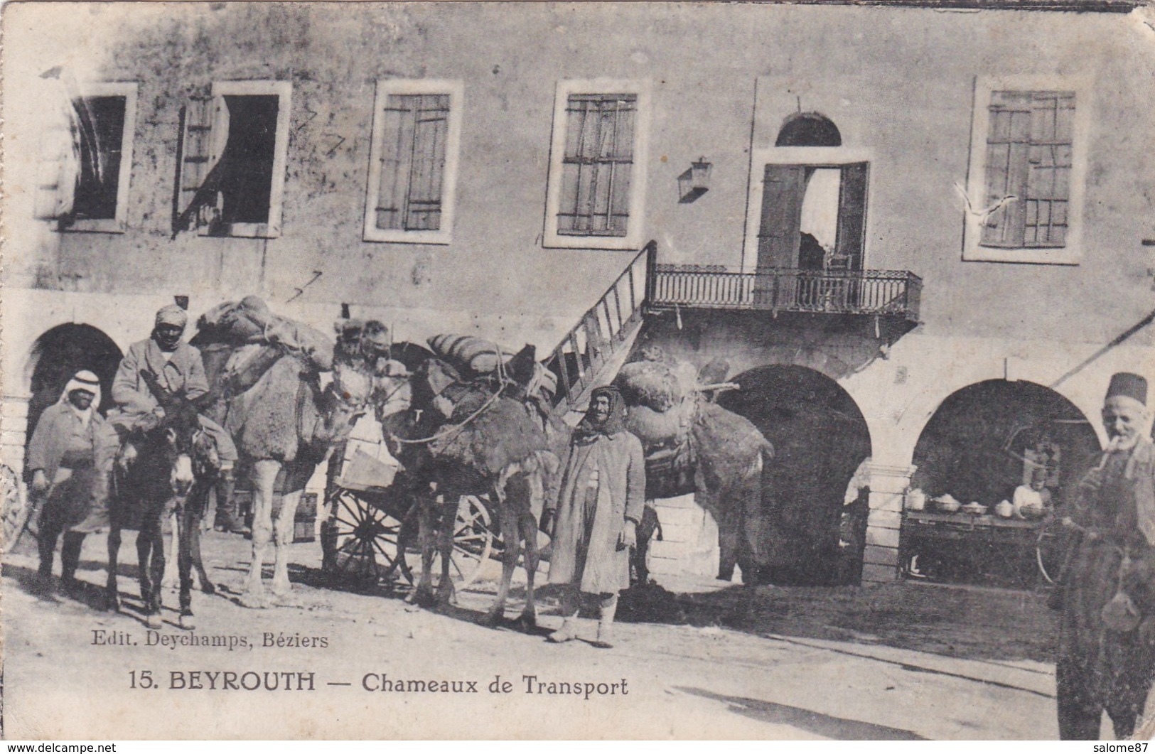 Cpa 15 BEYROUTH CHAMEAUX DE TRANSPORT Carte Vierge - Libia