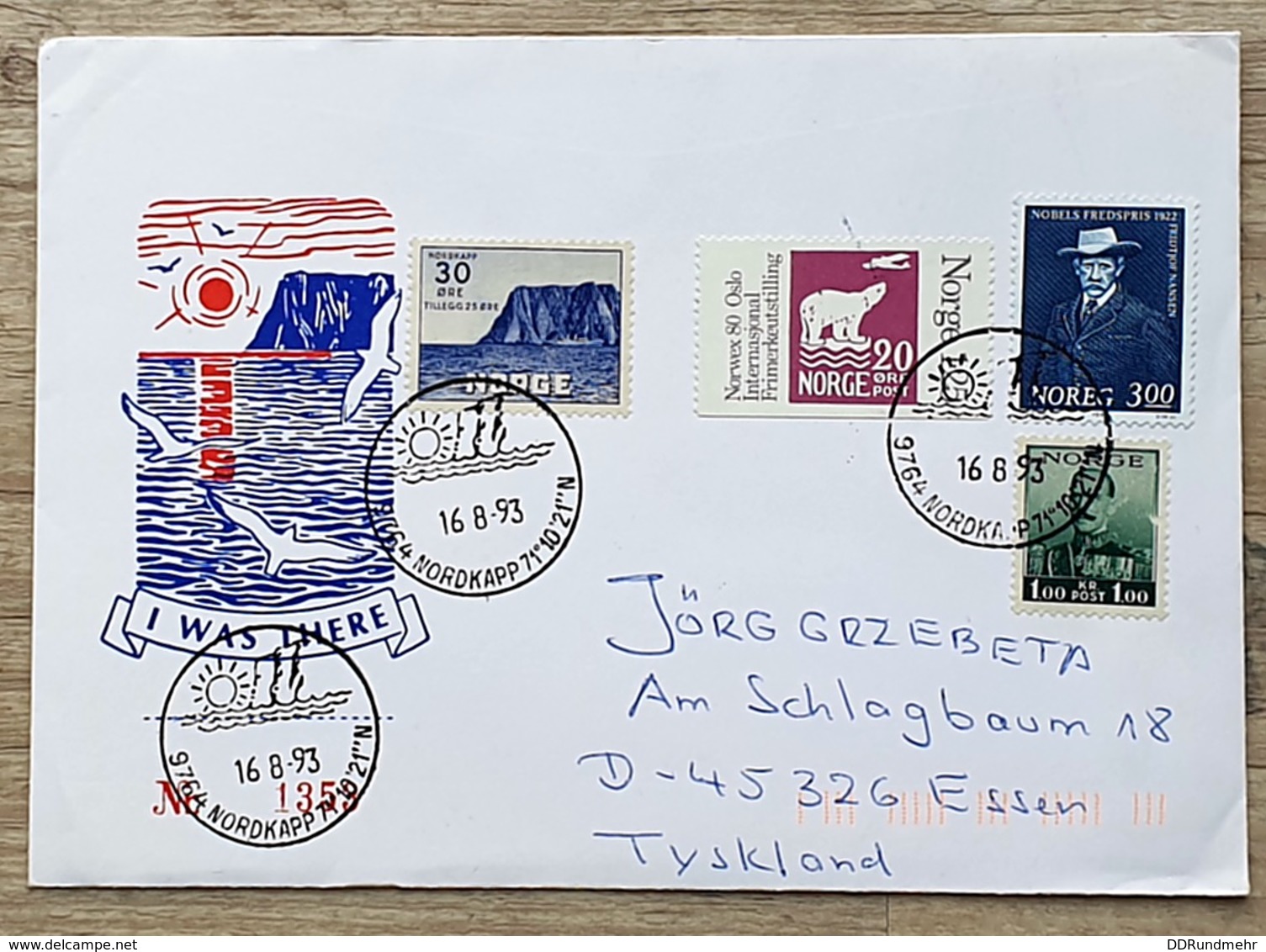 1993 16. Aug. Schmuckbrief Nordkapp Mit Sonderstempel - Briefe U. Dokumente