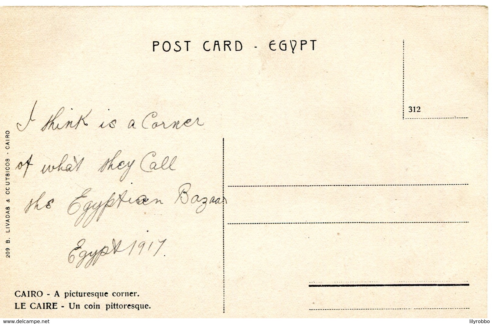 EGYPT - Cairo -  A Pictureque Corner - Good Ethnic Animation - Hand Dated 1917 With Message - Le Caire