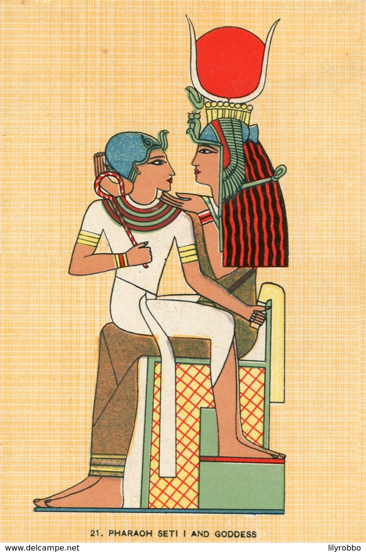 EGYPT -  Pharach Seti And Godess - Art Drawing Postcard - Other & Unclassified