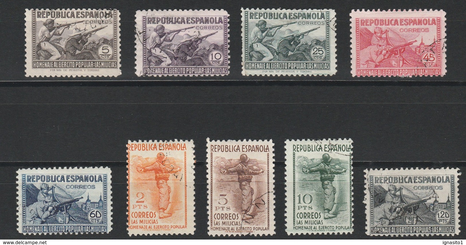 1938 Homenaje Al Ejercito Popular. Ed 792-800 - Usati