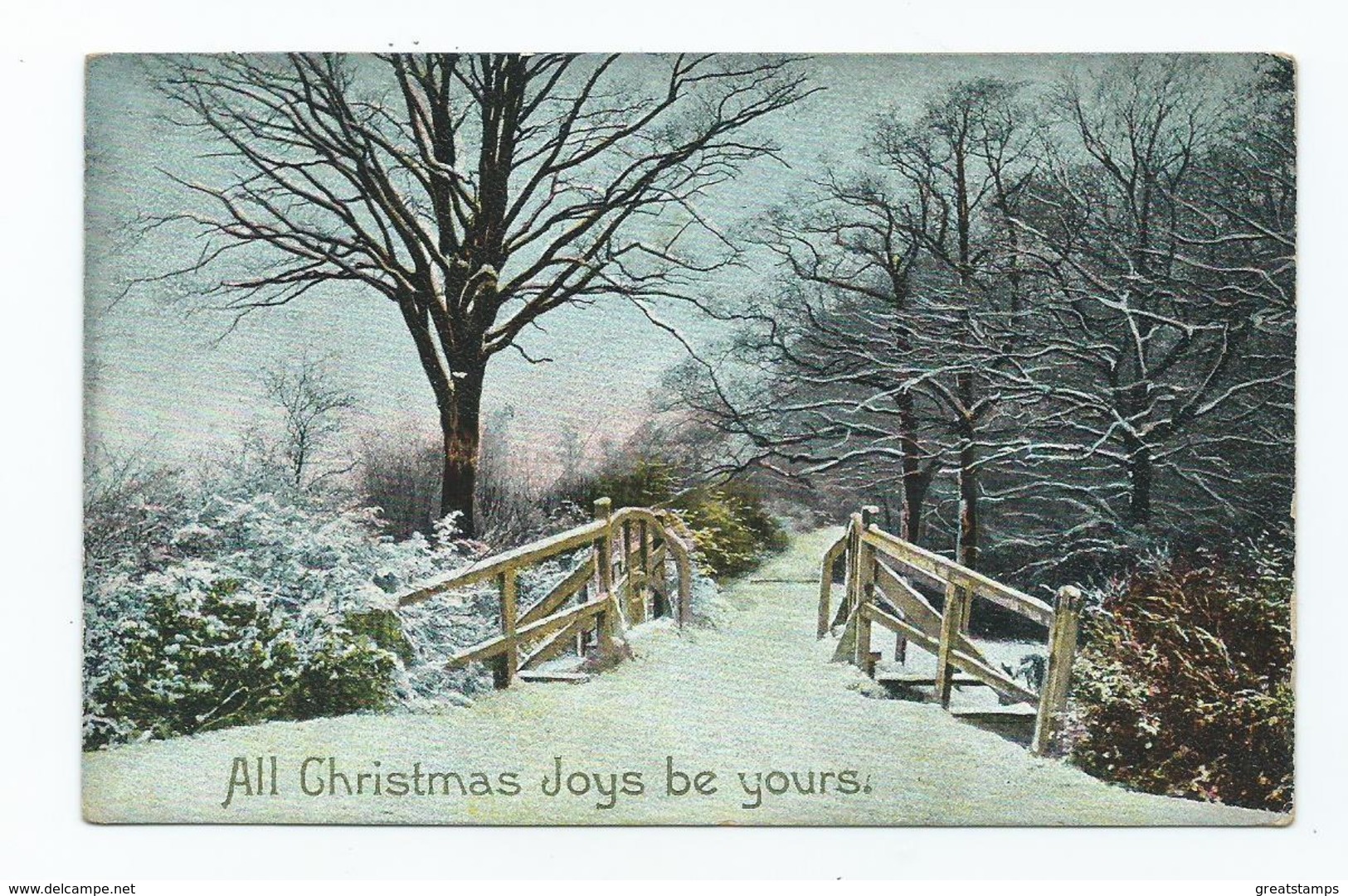 Christmas Postcard All Christmas Joys Be Yours Posting 1907 - Santa Claus