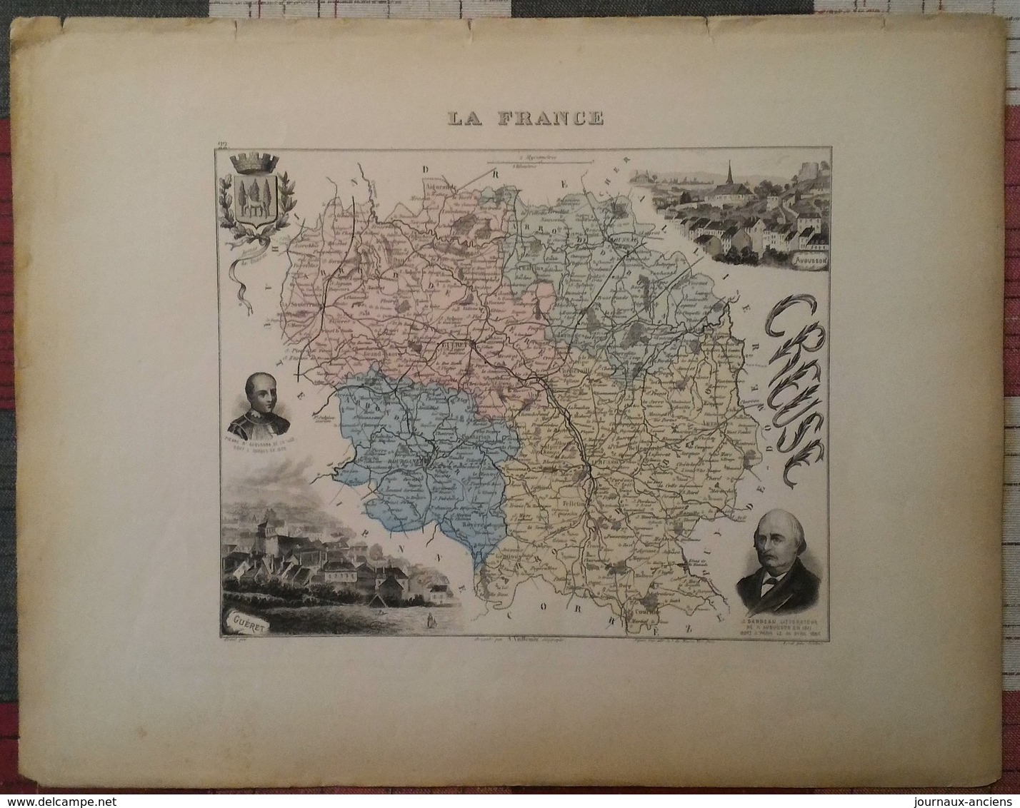 1885 CARTE DU DÉPARTEMENT DE LA CREUSE - GUERET - AUBUSSON - BOURGANEUF - BOUSSAC - Non Classés