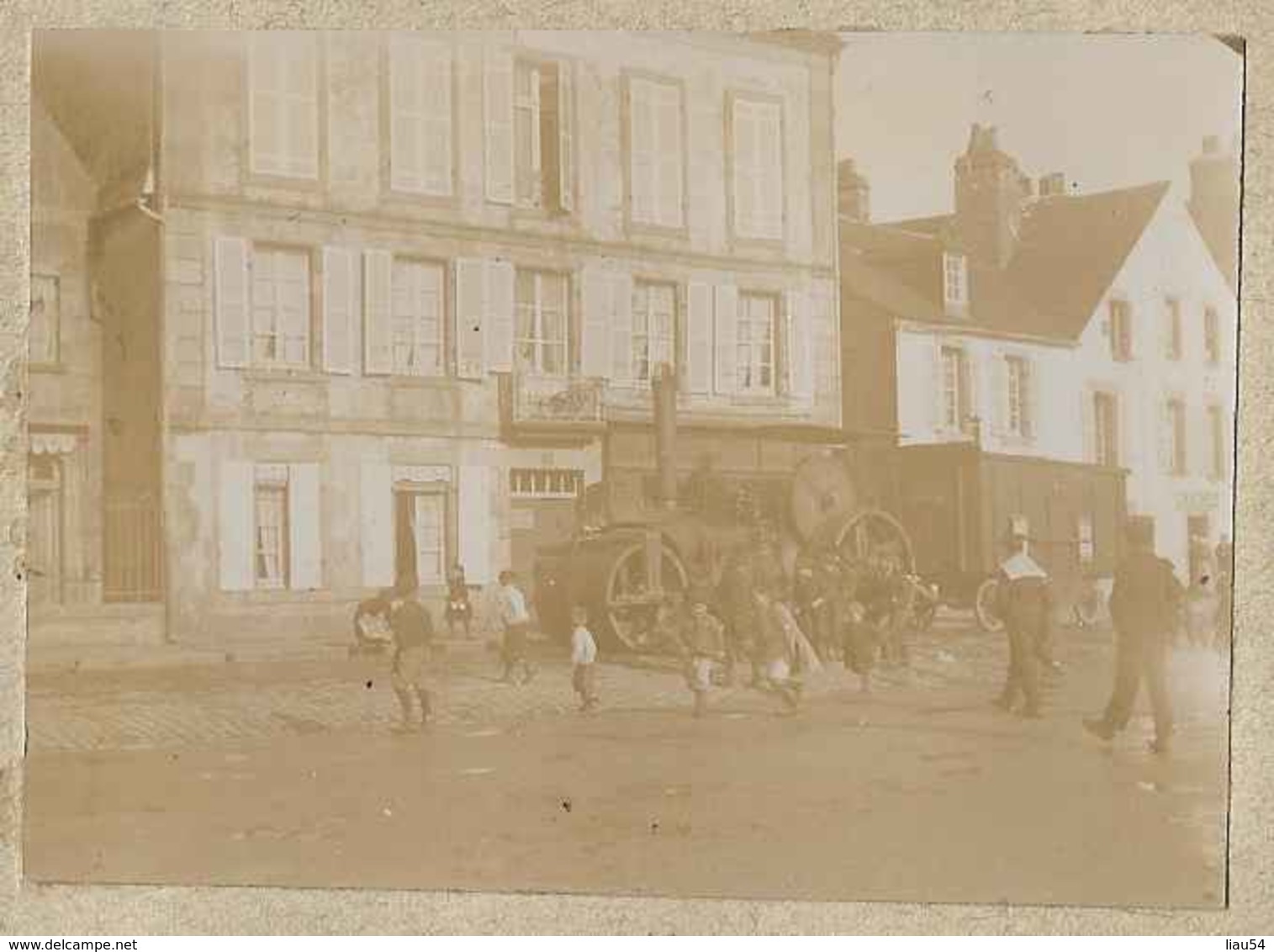 Photo 8,1 X 5,8 Cm  Sur Page D'album Landerneau Rouleau Compacteur à Vapeur (1909) - Landerneau