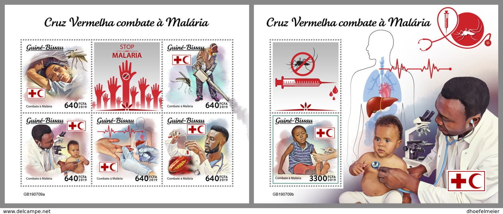 GUINEA BISSAU 2019 MNH Fight Against Malaria Paludisme Red Cross M/S+S/S - OFFICIAL ISSUE - DH1934 - Disease