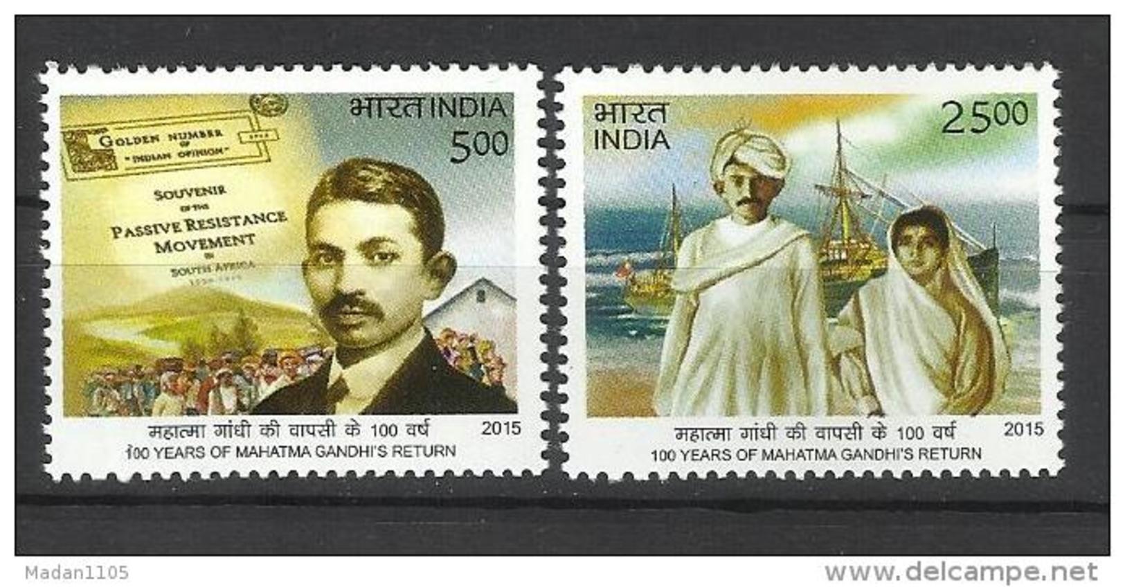 INDIA, 2015, 100 Years Of Mahatma Gandhi Return From South Africa Ship Newspaper, Set 2 V,  MNH, (**) - Nuovi