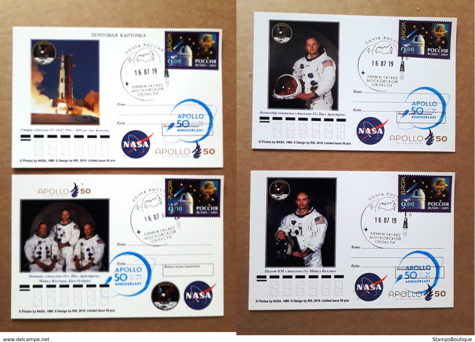 50th Anniversary Apollo 11 Souvenir booklet with 10 postcards & stamps Russia 2019 Limited issue