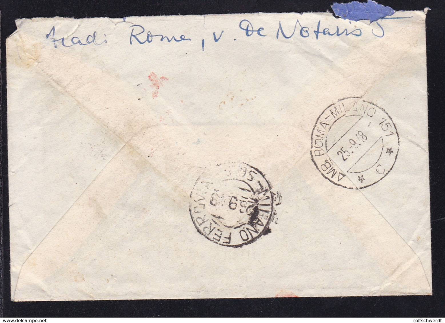 AMB. ROMA-MILANO 157 *C* 25.9.48 Rs Auf R-Brief Ab Rom Nach Wetzlar,  - Autres & Non Classés