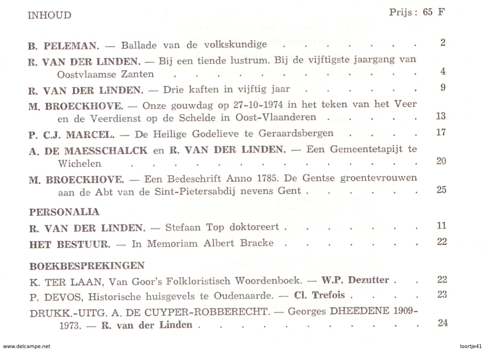 Tijdschrift Oostvlaamse Zanten - Artikels Oa H. Godelieve Geraardsbergen , Gent - Januari 1975 - Histoire