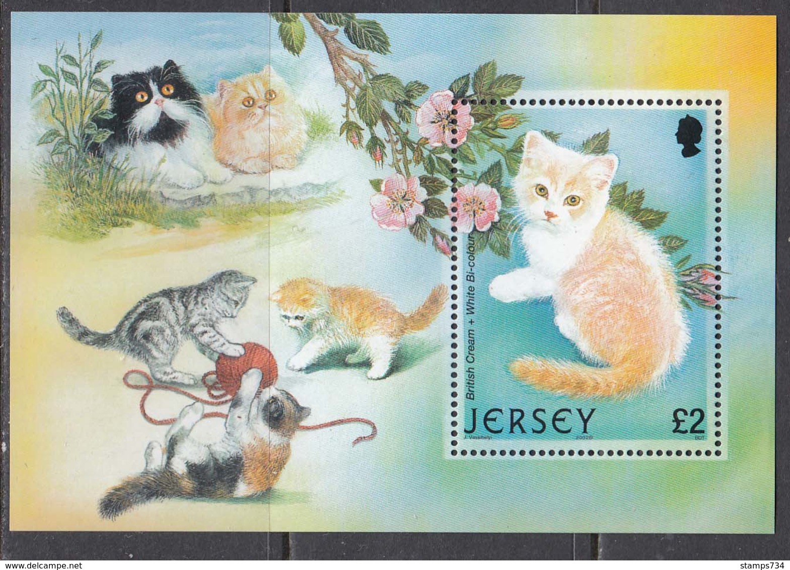 Jersey 2002 - Cats, Michel Block 34, MNH** - Jersey