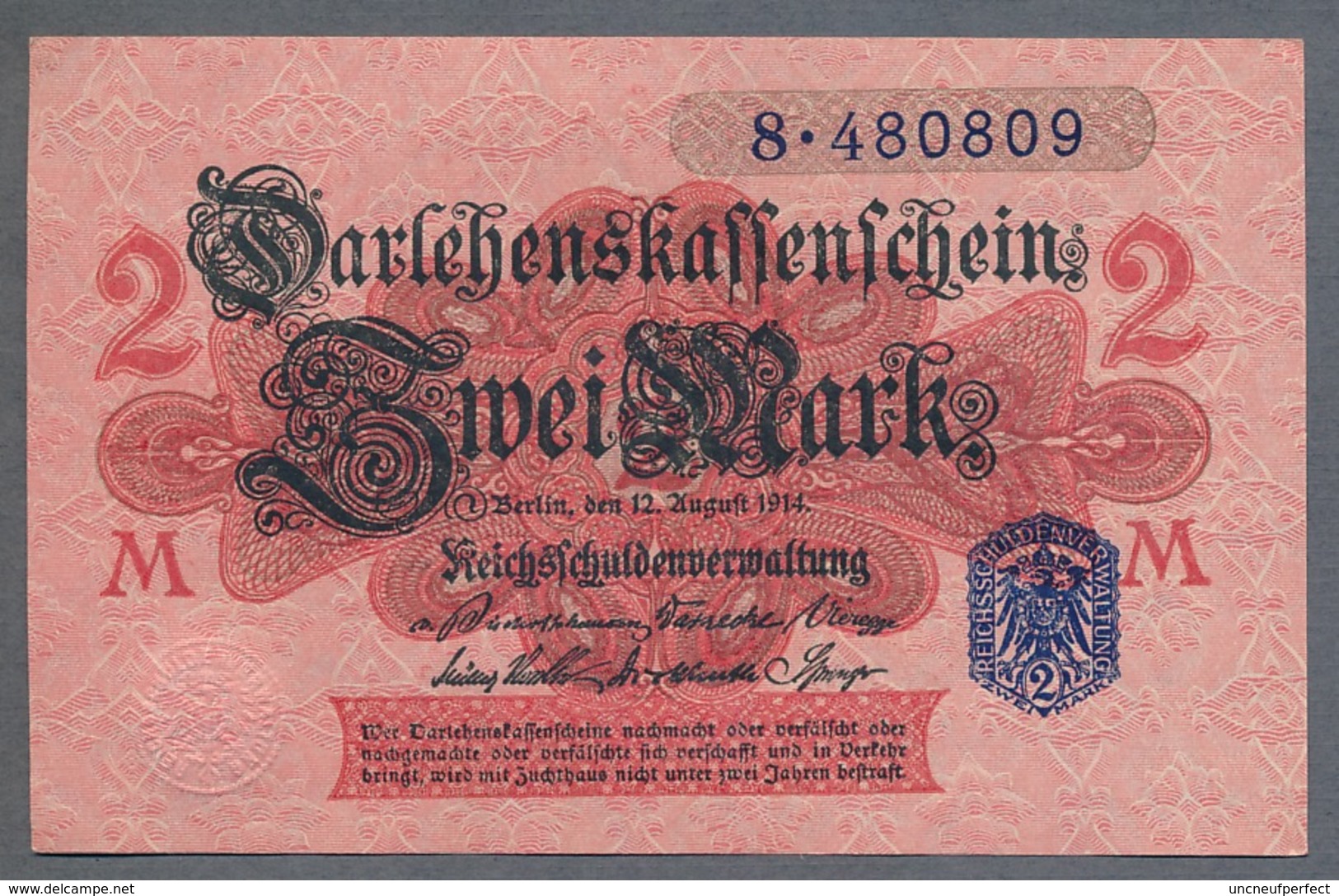 Pick 55 Ro 52d DEU-188   2 Mark 1914 UNC ! - Autres & Non Classés