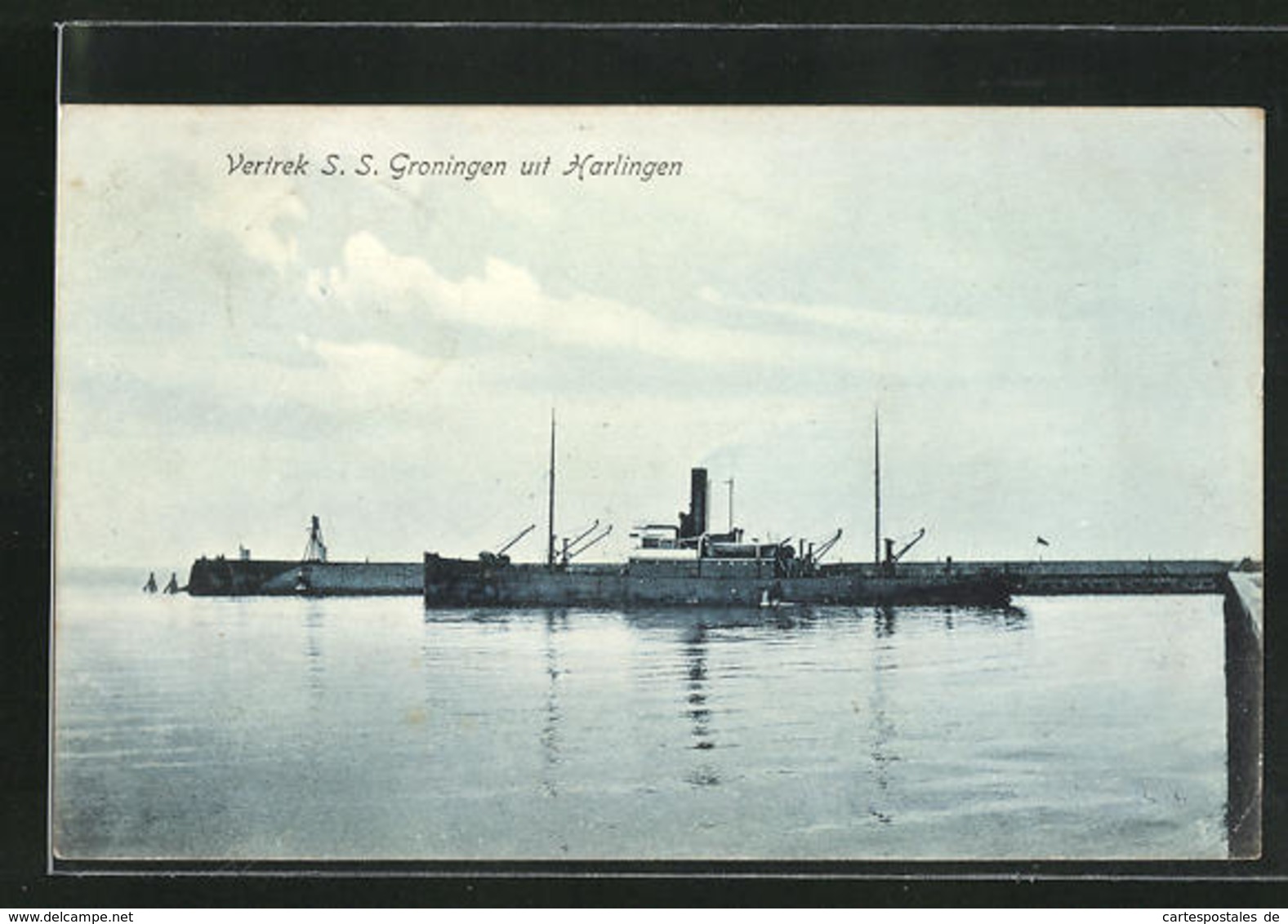 AK Handelsschiff S.S. Groningen Im Hafen Von Harlingen - Cargos