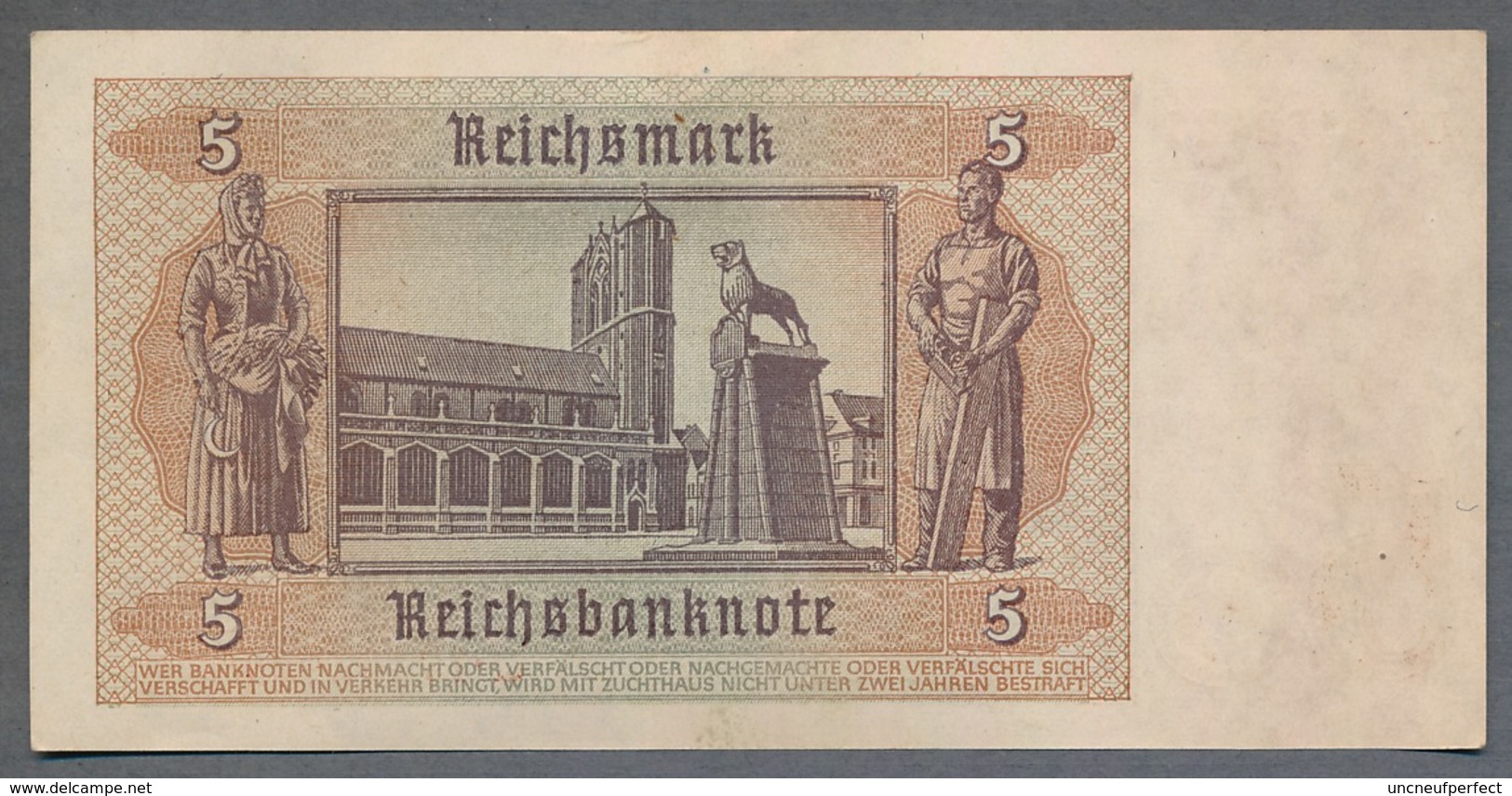 Pick186a  Ro179b DEU-220b.  5 Reichsmark 1942  UNC - 5 Reichsmark
