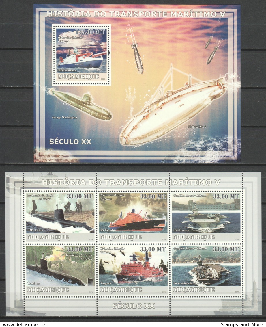 Mocambique 2009 Kleinbogen Mi 3107-3112 + Block  238 MNH SUBMARINES - Submarines