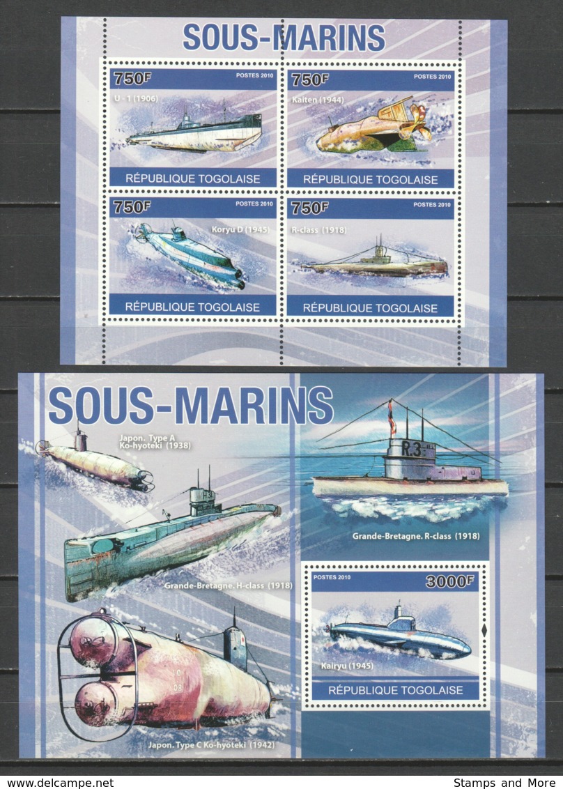 Togo 2010 Kleinbogen Mi 3744-3747 + Block 559 MNH SUBMARINES - Submarines