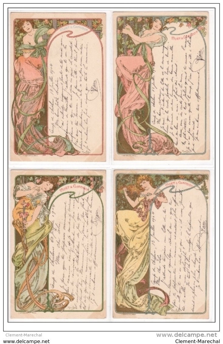 MUCHA Alfons : Série Complète De 10 Cartes Postales Publicitaires Pour Les Champagne """"Moët Et Chandon"""" Bon Etat (é - Mucha, Alphonse