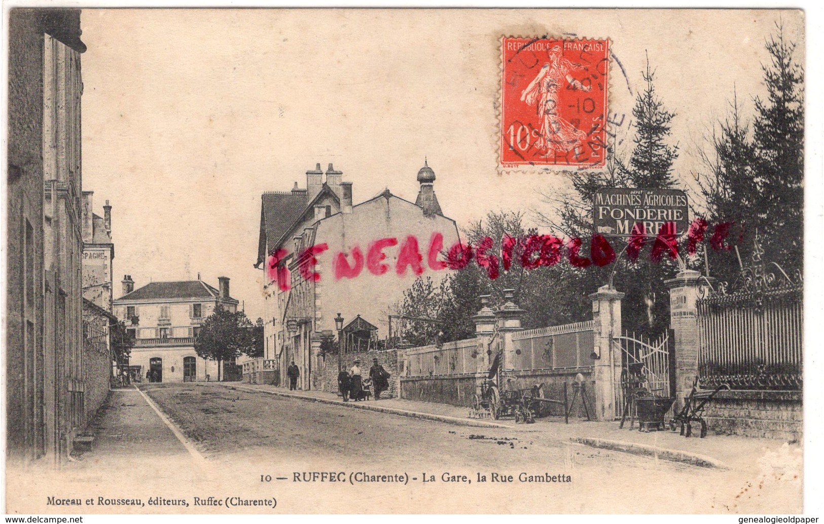 16 - RUFFEC - LA GARE  LA RUE GAMBETTA - CHARENTE FONDERIE MARFIL - Ruffec