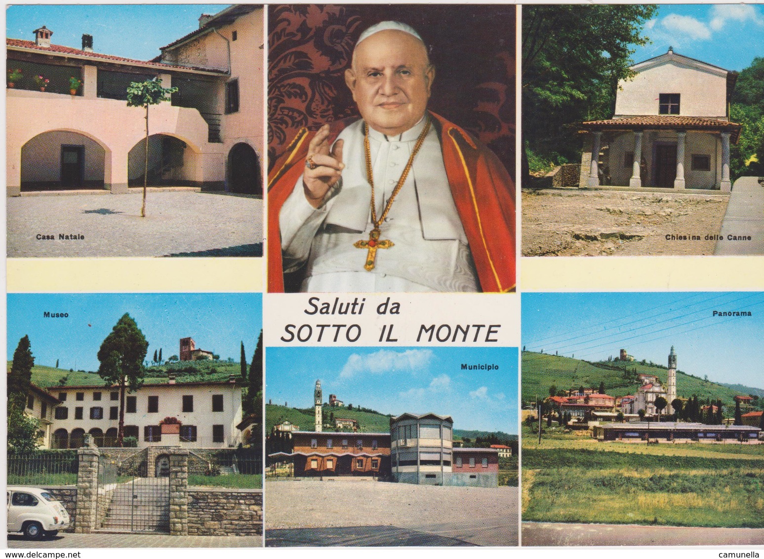 Cartolina PAPI-PAPA GIOVANNI XXIII-sotto Il Monte Formato Gigante 21x14,6 - Papi