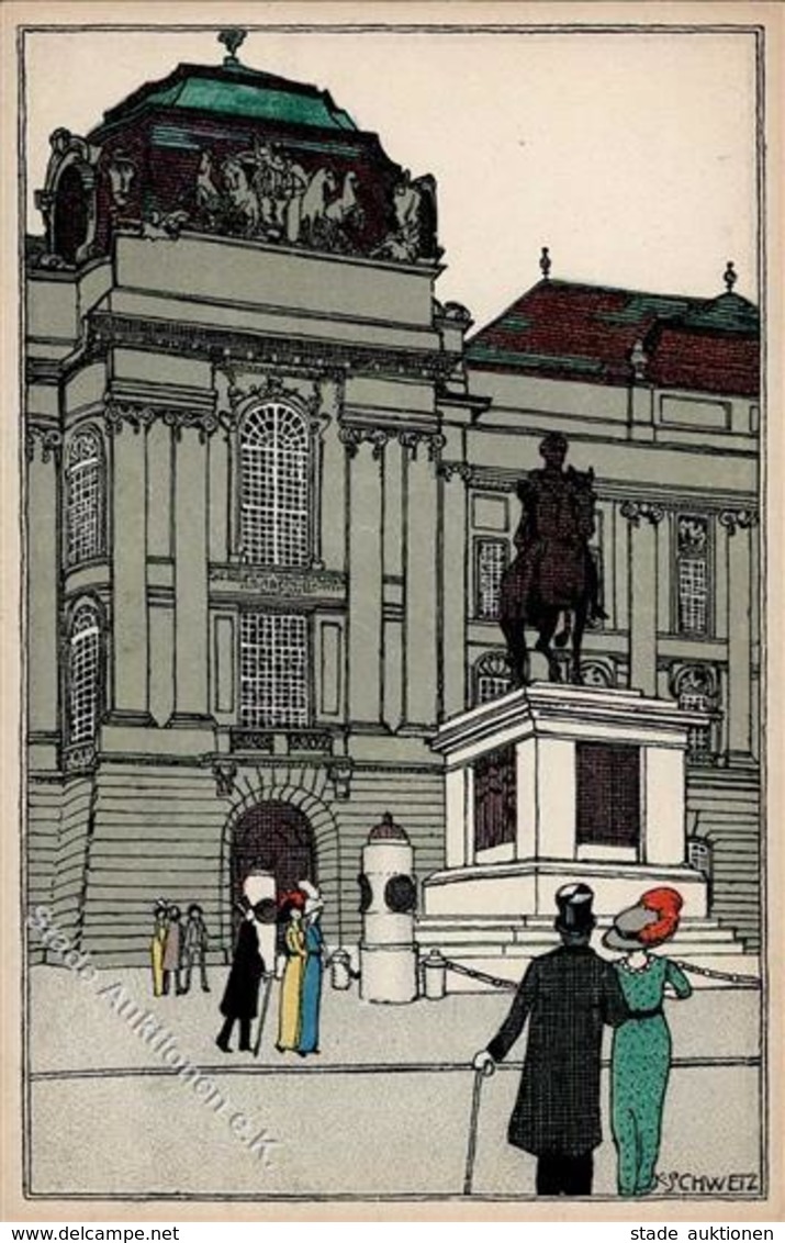 Schwetz, Karl Josefplatz Wien Kilophot Künstlerkarte I-II - Wiener Werkstaetten