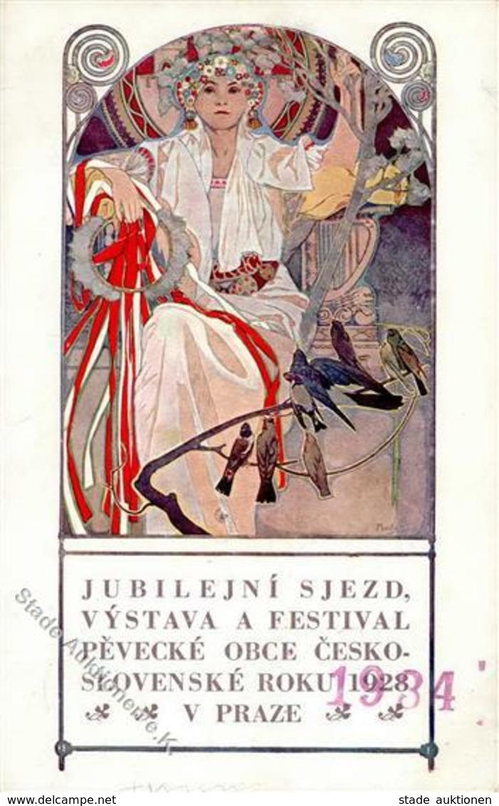Mucha, Alfons Frau Jugendstil Künstler-Karte I-II Art Nouveau - Mucha, Alphonse