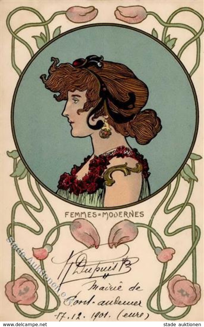 Jugendstil Femmes Modernes Künstlerkarte 1901 I-II Art Nouveau - Otros & Sin Clasificación
