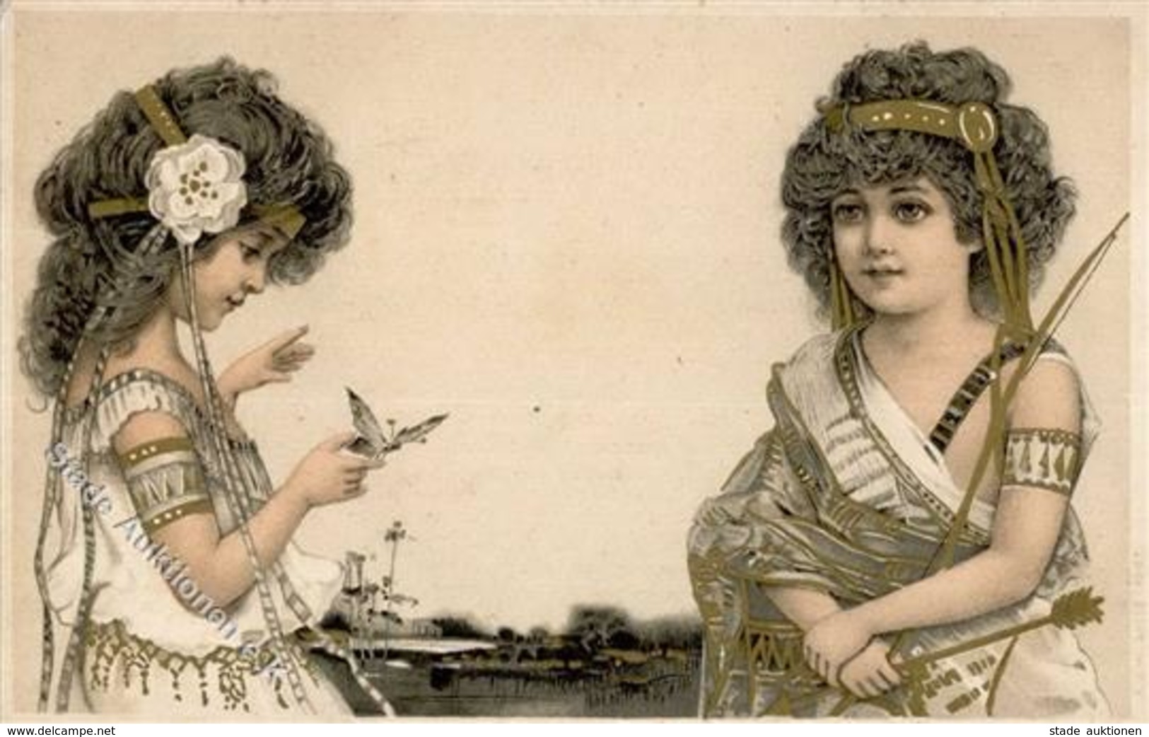 Jugendstil Mädchen Künstlerkarte I-II Art Nouveau - Otros & Sin Clasificación