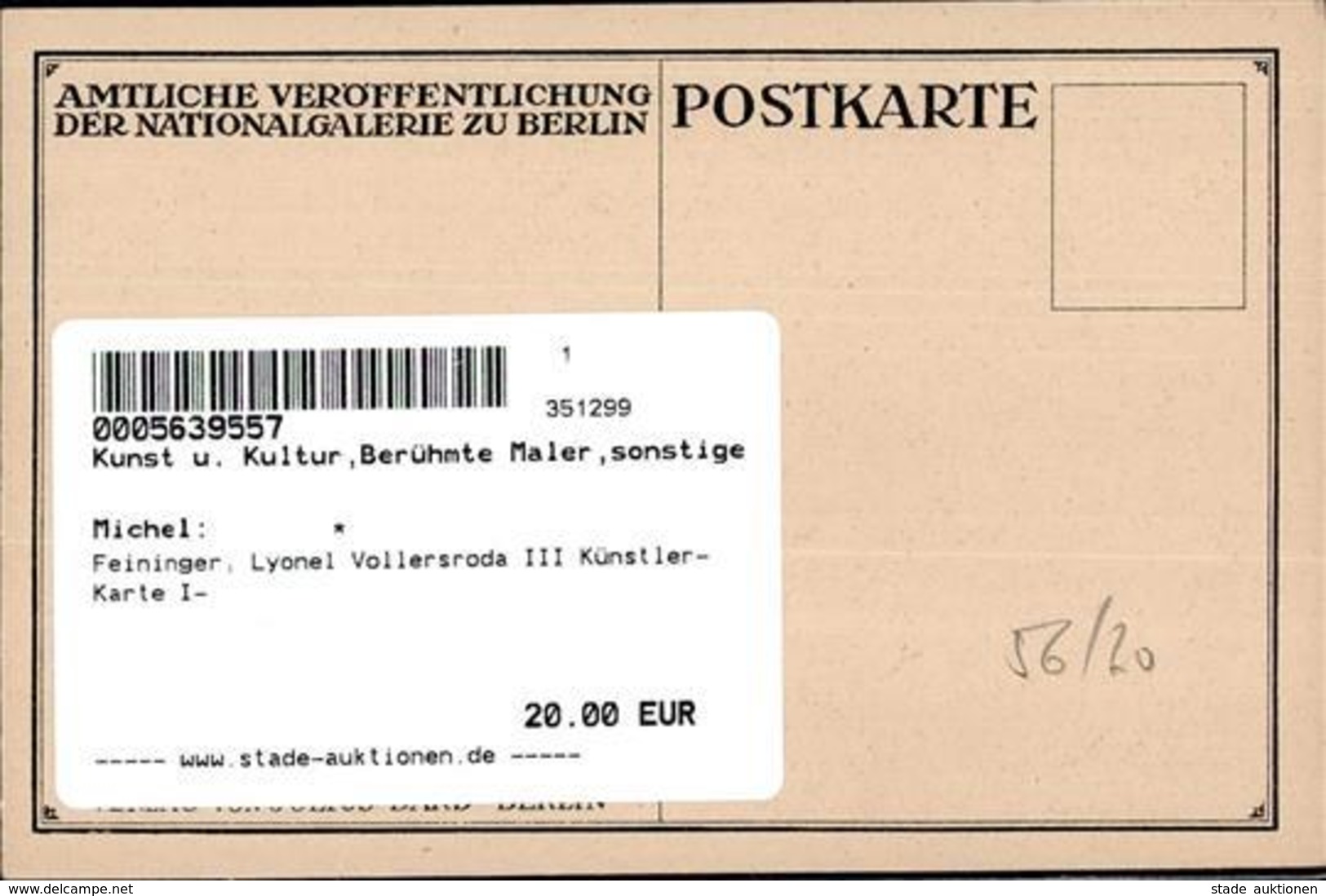 Feininger, Lyonel Vollersroda III Künstler-Karte I- - Otros & Sin Clasificación