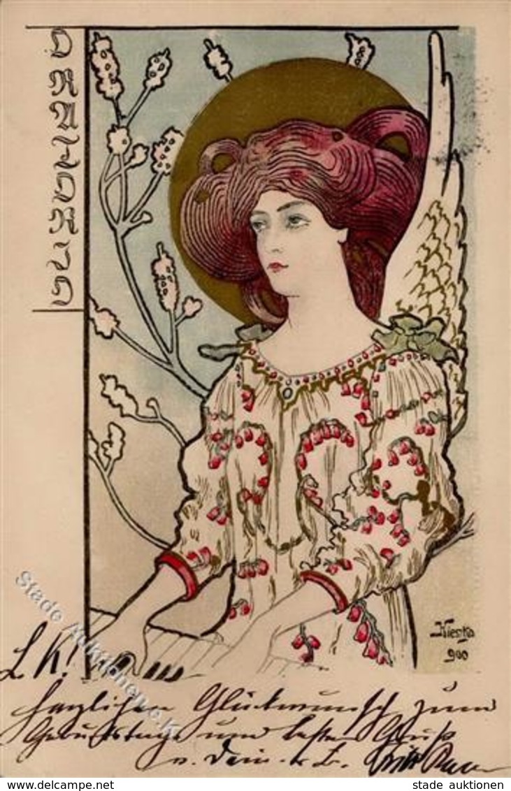 Kieszko Engel Jugendstil  1900 I-II (Eckbug) Art Nouveau Ange - Other & Unclassified