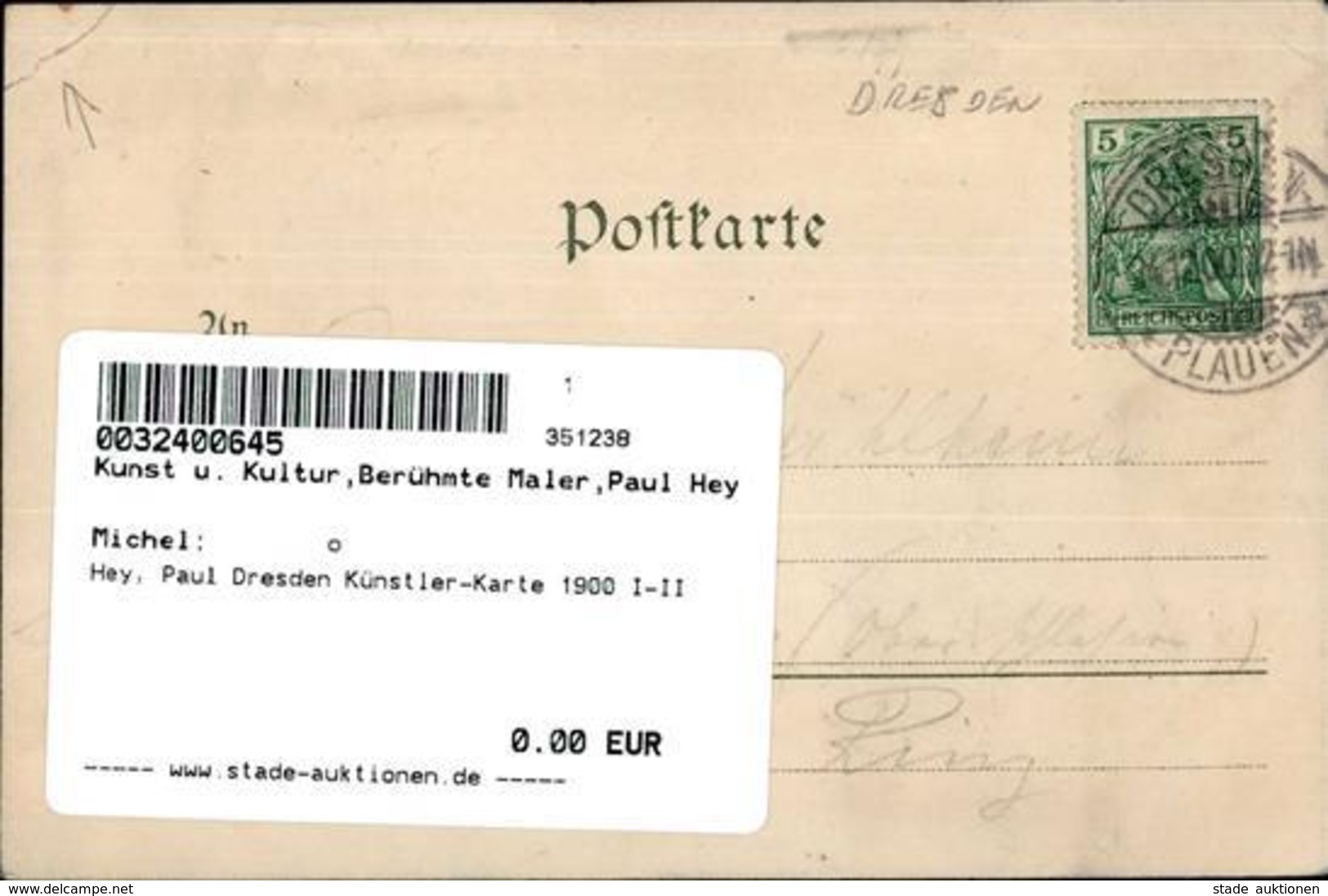 Hey, Paul Dresden Künstler-Karte 1900 I-II - Sonstige & Ohne Zuordnung