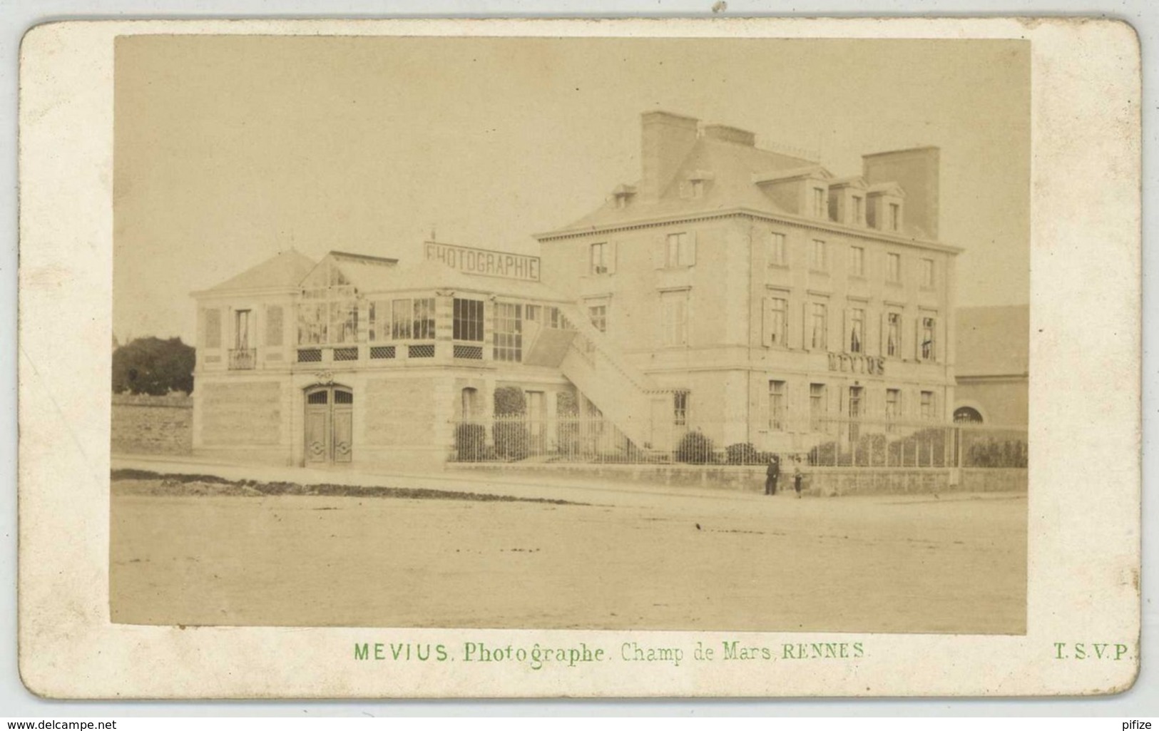 CDV Publicitaire Circa 1870 Charles Mevius à Rennes . Maison Et Atelier Du Photographe . - Old (before 1900)