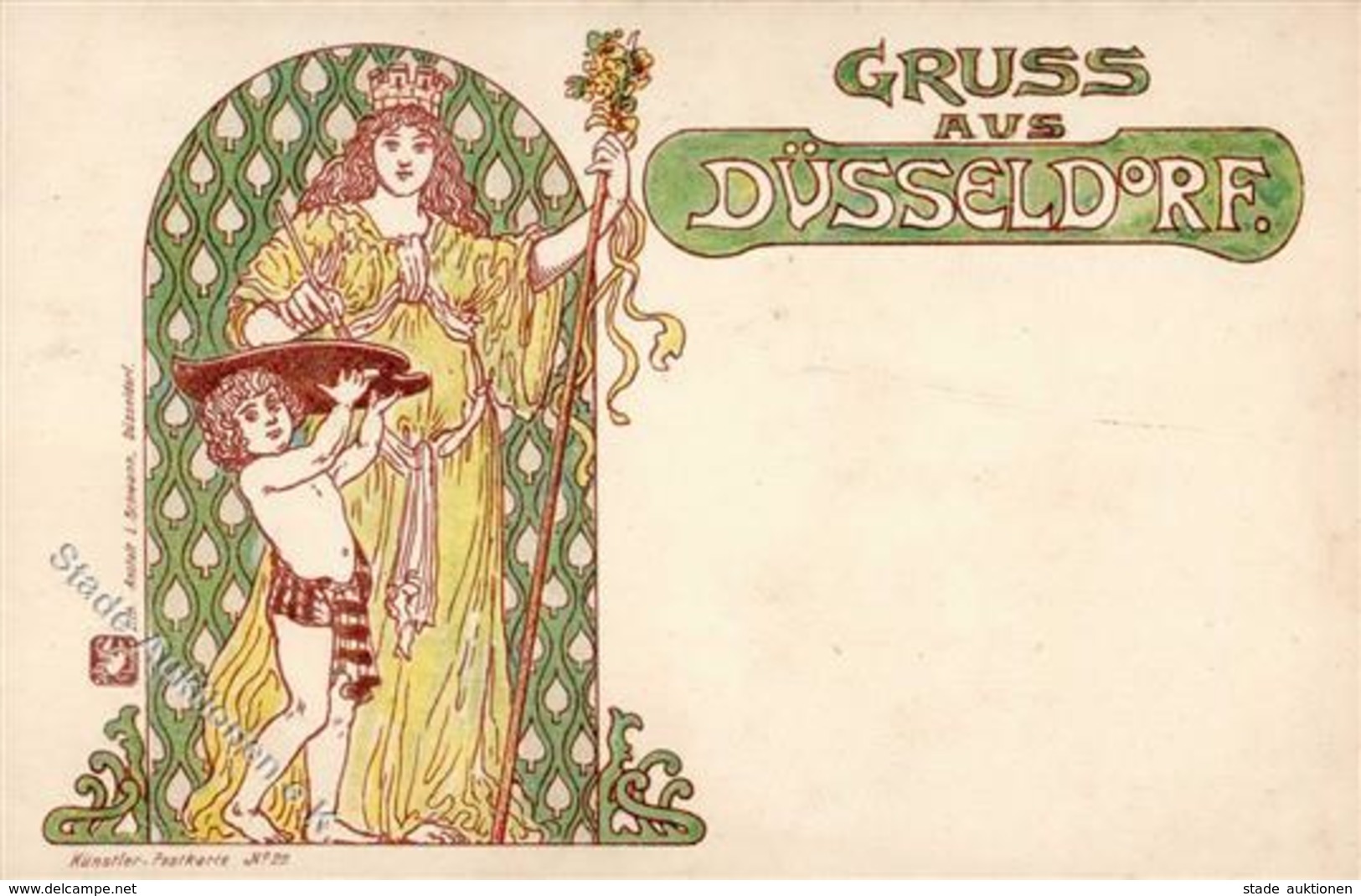 Kunstgeschichte Düsseldorf Jugendstil Künstlerkarte 1900 I-II Art Nouveau - Autres & Non Classés