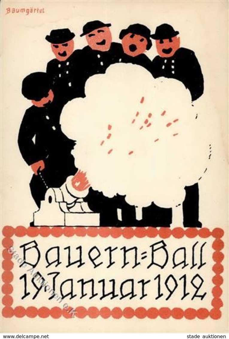 Kunstgeschichte Dresden Baumgärtel Bauernball  Künstlerkarte 1912 I-II (fleckig) - Andere & Zonder Classificatie