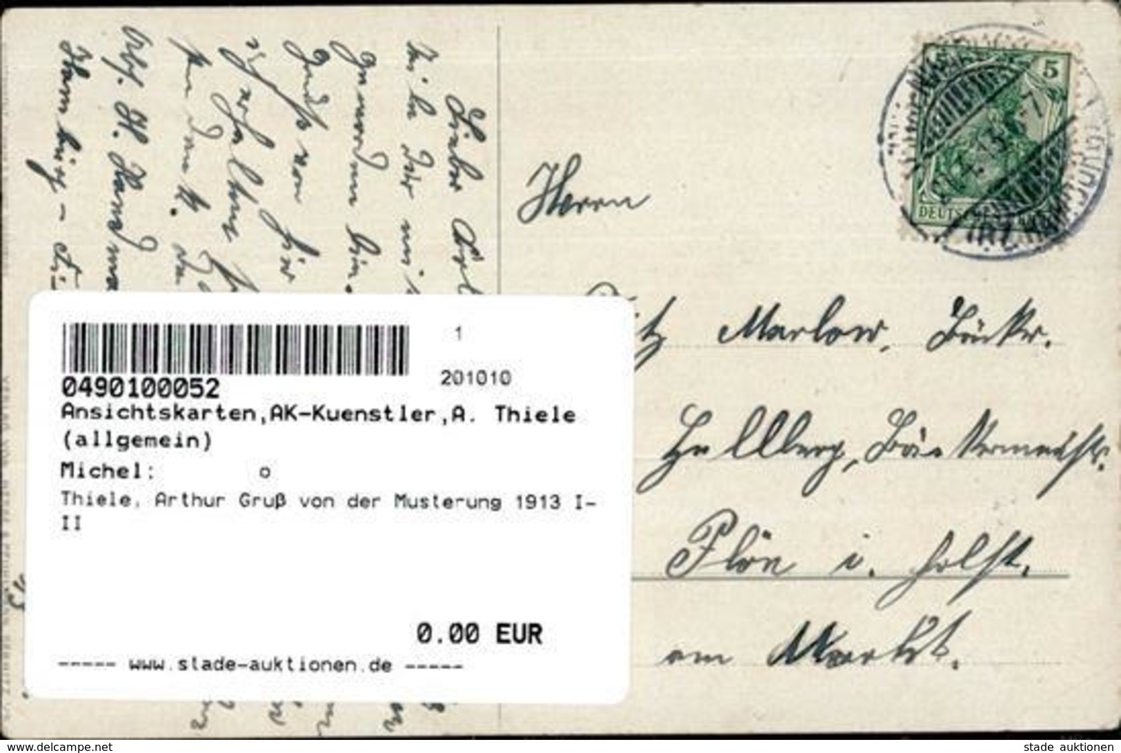 Thiele, Arthur Gruß Von Der Musterung 1913 I-II - Thiele, Arthur