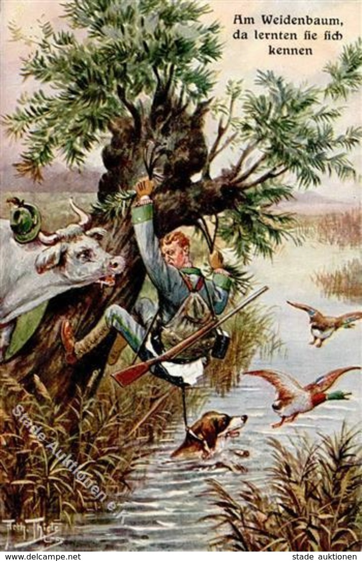 Thiele, Arthur Jagd Künstler-Karte I-II Chasse - Thiele, Arthur