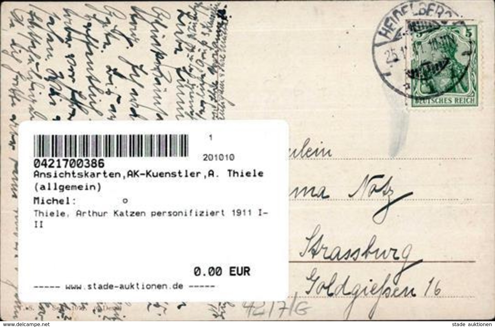 Thiele, Arthur Katzen Personifiziert 1911 I-II Chat - Thiele, Arthur