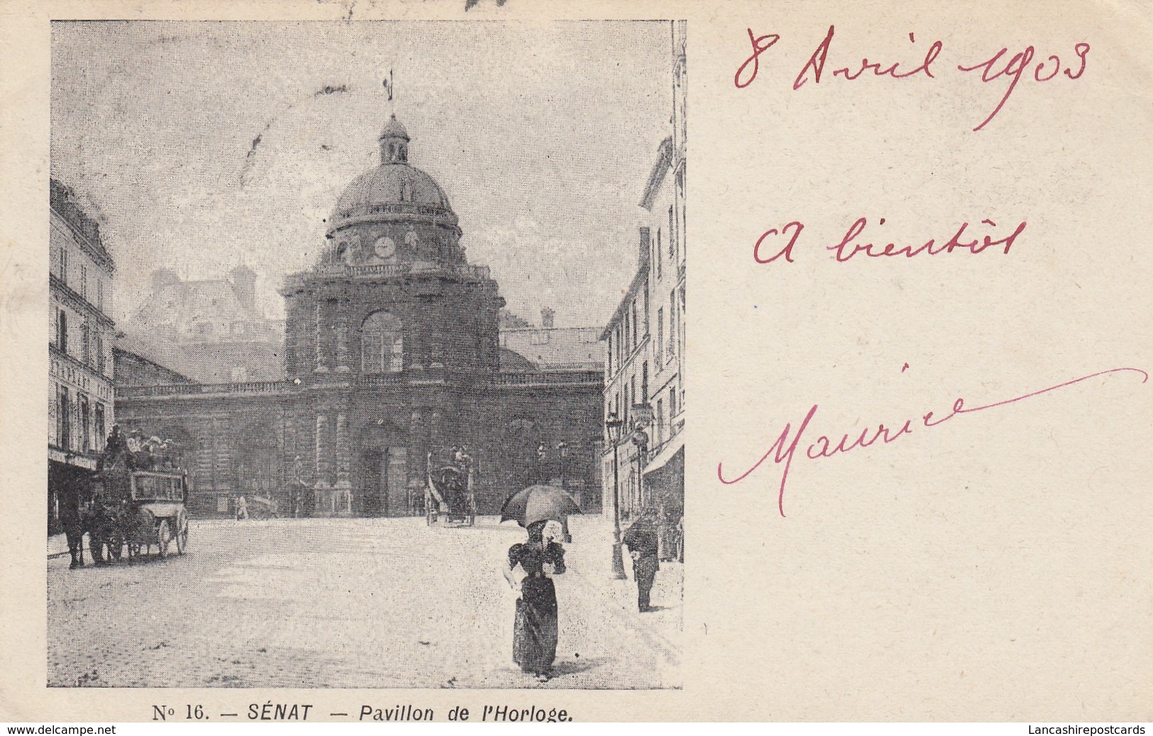 Postcard Genealogy Camille Doulcet 41 Rue Des Martyrs Paris PU 1903 On Senat Undivided Back Postcard My Ref  B13564 - Genealogy